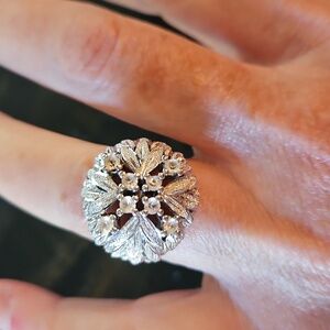 Vintage Mid Century Modern 60's Sterling Silver CZ Ring